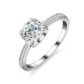 925 Sterling Silver Moissanite Six-Prong Women's Ring Straight Shank Bull Head Jewelry Factory TikTok Live-0-2