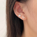 wholesale S925 Sterling Silver New Trendy Sweet Tulip Stud Earrings for Women, Light Luxury High-End Heart Design-0-0