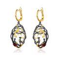 wholesale 925 Silver Designer Vintage Style Gemstone Earrings Dreamy Falling Flowers Design Natural Garnet Ear Drops-0-4
