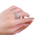 wholesale S925 Silver European and American Full Diamond Row Ring 4mm Heart-Shaped Small Row Ring Women's Full Diamond Wide Band-0-4