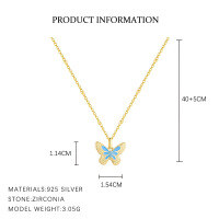 wholesale Metal Butterfly Necklace, Cross-border Women's Ins Style, Color Resin Drop, Turquoise Ring Set-A4288_18K yellow plating_swimming paint_palladium base_epoxy resin 925 silver