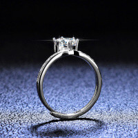 Silver Moissanite Princess Crown Ring for Live Streaming Supply-1 carat (set with moissanite)  Adjustable opening