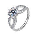 Sterling Silver D Color Moissanite Six-Prong 1 Carat Adjustable Proposal Ring-0-3