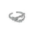 wholesale S925 Sterling Silver JF618 Korean Minimalist Asymmetric Openwork Textured Open Ring for Women-0-4