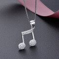 wholesale S925 Silver Fashion-Forward Minimalist Versatile Musical Note Pendant Necklace with Inlaid Diamonds-0-5