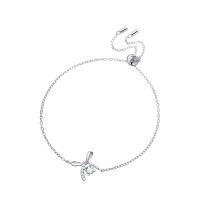 wholesale S925 Sterling Silver Cross-Border Moissanite Bracelet for Women with Bowknot, Minimalist Jewelry, Gift for Best Friend's Birthday or Valentine's Day-30-point (zircon) bracelet>925 silver