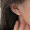 wholesale 999 Silver Sterling Small Fresh and Delicate Rose Flower Ear Studs for Women, Simple and Minimalist Student Earrings, Korean Style for Healing Ear Piercings-0-3