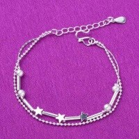 wholesale S925 Sterling Silver Women's Bracelet Korean Japanese Simple Sweet Dainty Student Personality Versatile Lover Best Friend Anklet Gift-xb1025-white gold