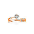 Sterling Silver Four-Prong 1-Carat Moissanite Women's Cross Vine Wedding Ring for Cross-Border Live Streaming-0-3
