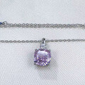 wholesale new 925 silver necklace with 10*10 pink diamond in radiant cut, lightweight, minimalist, and versatile-0-1