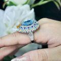 wholesale 925 Silver Gold-Plated Ring High-Carbon Diamond Heryu Candy Blue Topaz High-End Jewelry Versatile Women's Ring-0-1