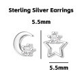 wholesale 925 Sterling Silver Star And Moon Studs Earrings For Women-0-5