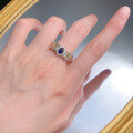 wholesale S925 Sterling Silver Buccellati Style French Romantic 4*6mm Simulated Royal Blue Gemstone Ring-0-3