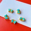 wholesale S925 silver gold-plated with inlaid natural turquoise butterfly accessory DIY bracelet necklace bead spacer pure silver-0-1