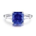 wholesale S925 Sterling Silver High Carbon Diamond Ring Women Tanzanite 8A Zircon Square Ice Flower Cut Color Gemstone Ring Live Streaming Best-Seller Wholesale-0-15