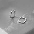 wholesale 925 Sterling Silver Single Diamond Square Geometric Ear Clasp for Women, Korean Style Ins Minimalist Elegant Cold Tone Hoop Earrings G8316-0-1