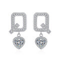 wholesale PT950 plated 925 sterling silver earrings for women, moissanite letter Q earrings, manufacturer wholesale available-0-4