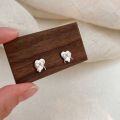 wholesale S925 Sterling Silver Korean-style Love Heart Stud Earrings for Women, Ins Small and Unique Luxury Fashion Bow Earrings-0-3
