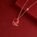 wholesale S925 Sterling Silver Red Agate Spiritual Snake Necklace for Women, New Chinese Style Zodiac Year of the Snake Collarbone Chain, New Year Gift-0-3