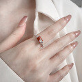 wholesale S925 Sterling Silver Retro Vintage Style Small Red Agate Unique and Elegant Bamboo Joint Minimalist Versatile Ring-0-3