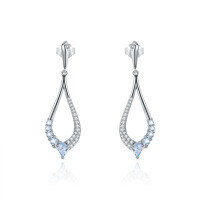 wholesale 925 Silver Exquisite Series Blue Topaz Earrings, Luxury High-End Natural Gemstone Ear Studs and Drops-Sky Blue Topaz Earrings