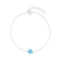 wholesale S925 Sterling Silver Flower Turquoise Bracelet Fashion Simple Korean Style Sweet and Fresh Stackable Versatile Bracelet-0-4