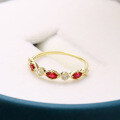 wholesale 9K Gold Marquise Natural Ruby Ring for Women, Japanese and Korean Style Light Jewelry, Simple and Versatile New Ring-0-2