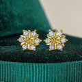 S925 Silver Sunflower Ear Studs with Moissanite-0-0