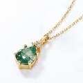 wholesale S925 Silver Cross-Border Hot-Pick Water Drop Moss Agate Pendant with Natural Green Moss Stone Necklace, European and American Minimalist Light Luxury-0-2
