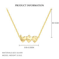 wholesale S925 Sterling Silver Sweet Heart Pendant Necklace for Women, Minimalist, Trendy, and Versatile Collarbone Chain-A4088-Gold 925 Silver