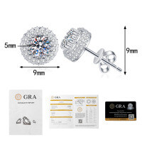 S925 Silver French Bubble Moissanite Earrings, Light Luxury Fashion Ear Studs.-50 points + 50 points Moissanite  925 Silver