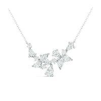 Sterling Silver Moissanite Fashion Pendant Necklace for Women-N16393 Moissanite pear-shaped 5*7+13 grains  40+2.5+2.5cm