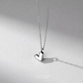 Sterling Silver Geometric Faceted Heart Pendant Necklace, Minimalist Design-0-1