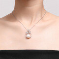 wholesale Pure silver freshwater pearl necklace for women, versatile, unique design, vintage-inspired, lightweight luxury collarbone chain jewelry gift for girlfriend-0-2