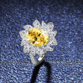 S925 Silver 2ct Champagne Yellow Oval Moissanite Ring for Women-0-2