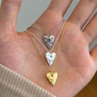 wholesale S925 Sterling Silver Cross-Border INS Style Necklace for Women, Exquisite Heart Pleat Design, Sense of Luxury Fashion Pendant Necklace-Gold DY190913-SG-WH 925 silver