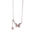 wholesale S925 Sterling Silver Diamond-Butterfly Necklace for Women, Adjustable Romantic Pendant Collarbone Chain D9261-0-4