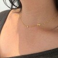 wholesale Metal material: 925 Sterling Silver Cross-border women's necklace, personalized ins style, minimalist 26-letter geometric design, smooth surface collarbone chain silver jewelry-0-1