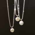 wholesale S925 Sterling Silver Baroque Button Pearl Necklace with Sparkling and Stylish Light Luxury Collarbone Chain Y00456-0-1