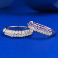 wholesale S925 Sterling Silver Purple and White Diamond Row Ring, Fashionable Commute and Daily Wear Ring Band-0-3