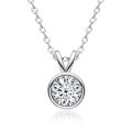 S925 Silver D Color Moissanite Classic Halo Pendant Necklace-0-33