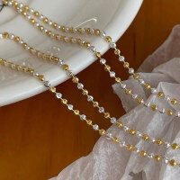 wholesale 925 Sterling Silver Italian Floral Engraved Diamond-Like Necklace for Women, Korean New Style Wholesale Goods Color-Clashing Collarbone Chain-Gold and silver contrasting style (all sterling silver)