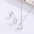 wholesale Pure silver Chinese trendy gourd pearl jewelry set, two-piece set, niche design, lightweight luxury, gift for girlfriend, earrings and necklace accessories-0-1