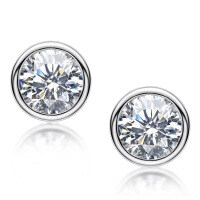 S925 Sterling Silver D-Color Moissanite Floral Six-Prong Stud Earrings-Bubble - K White 6.5mm  925 Silver