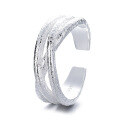 wholesale S925 Silver Korean Style Irregular Concave Dot Multi-Line Cross Minimalist Versatile Open Ring-0-4