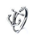 wholesale S925 Sterling Silver Retro Creative 3D Anchor Ring, Ins Street Style Trendy Personalized Fashion Versatile Finger Ring-0-5