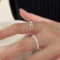 wholesale S925 Sterling Silver Light Luxury Minimalist Bow Adjustable Ring for Women, Korean Summer New Arrival Versatile High-End Ring-0-0
