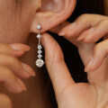 925 Sterling Silver Hip Hop American Style Unisex Moissanite D Color Round Hoop Earrings-0-2