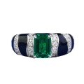 wholesale S925 Sterling Silver Style Simulated Emerald 5*7 Rectangular Ring Cross-Border Ins Style Unisex Design-0-4