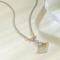 wholesale S925 silver gold-plated fan-shaped pendant necklace, a stylish and versatile piece supporting dropshipping-0-2